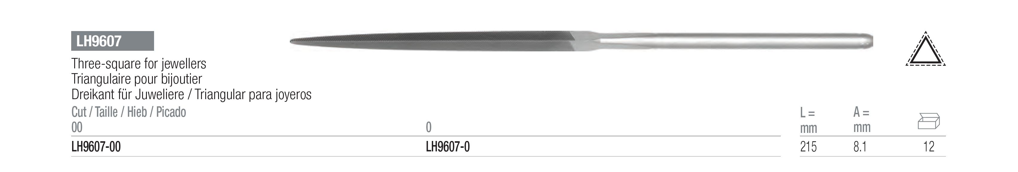 Glardon Vallorbe Jewellers’ Three-Square Hand Files Specifications image glardon-vallorbe-jewellers-three-square-hand-files-kyg1191-spec-01.png