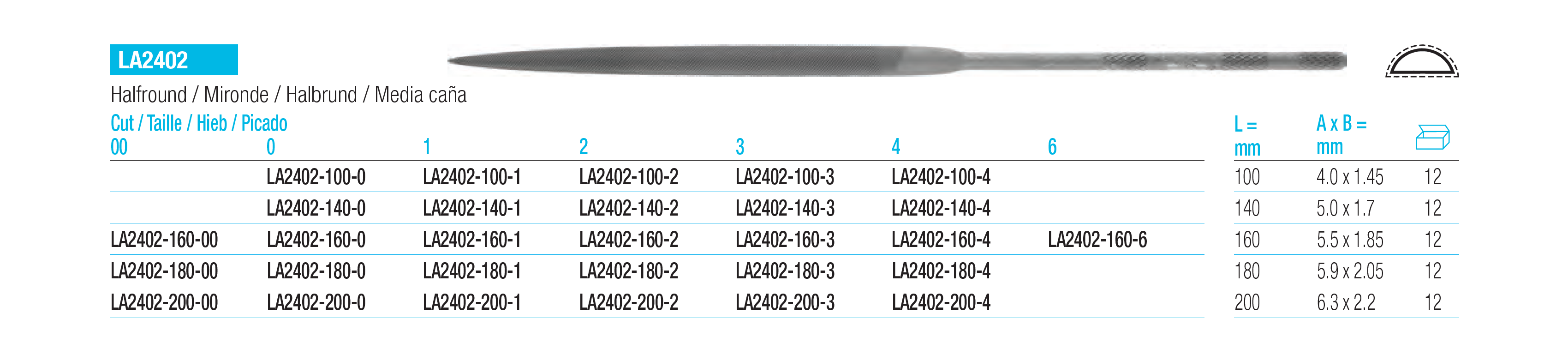 Glardon Vallorbe Halfround Needle Files Specifications image glardon-vallorbe-halfround-needle-files-kyg1184-spec-01.png