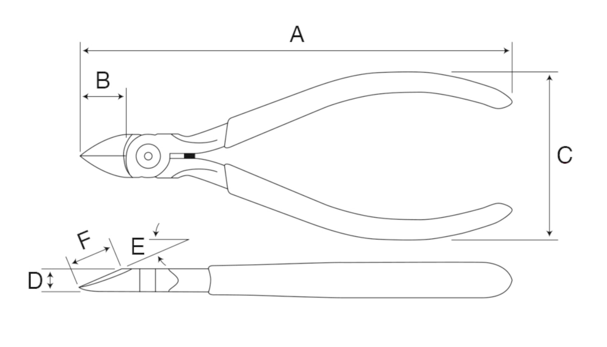 KEIBA MN-A05 Micro Nipper Side Cutter Pliers Specifications image keiba-mn-a05-micro-nipper-kyg1031-spec-01.png