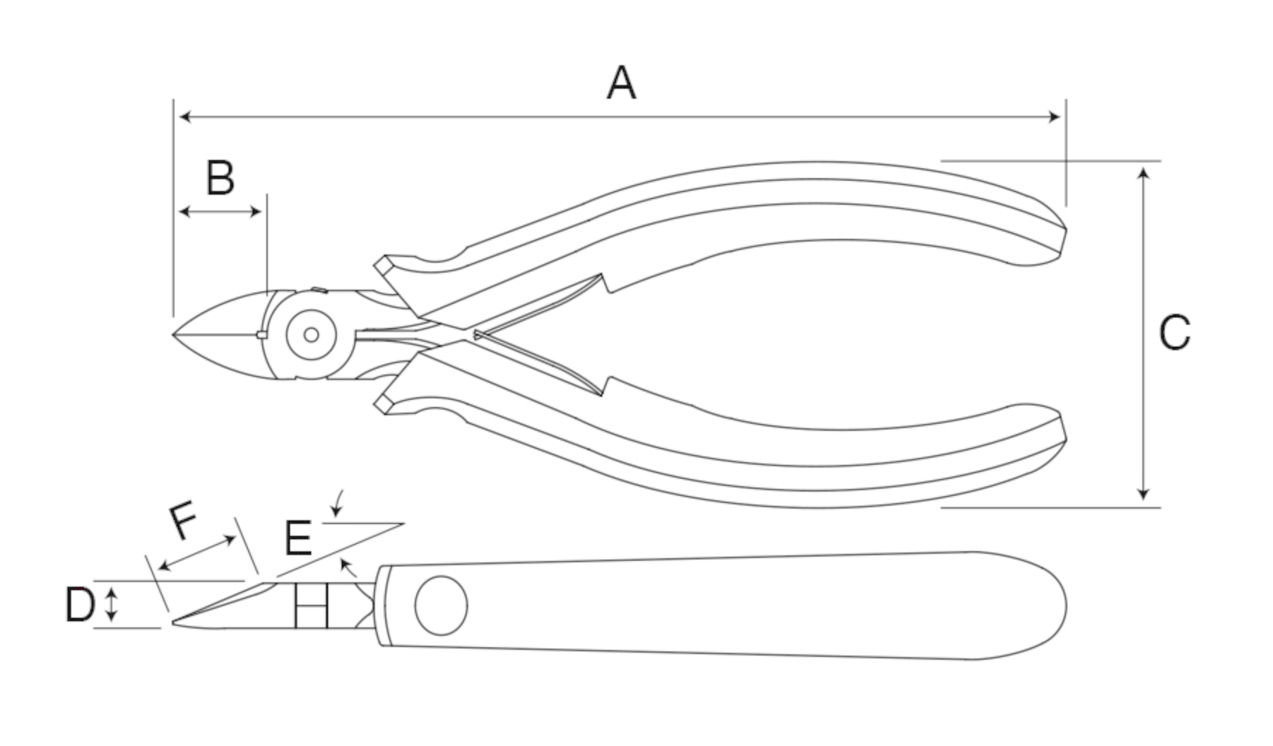 KEIBA MNC-A05 Micro Nipper Side Cutter Pliers Specifications image keiba-mnc-a05-micro-nipper-side-cutter-pliers-kyg1029-spec-01.png