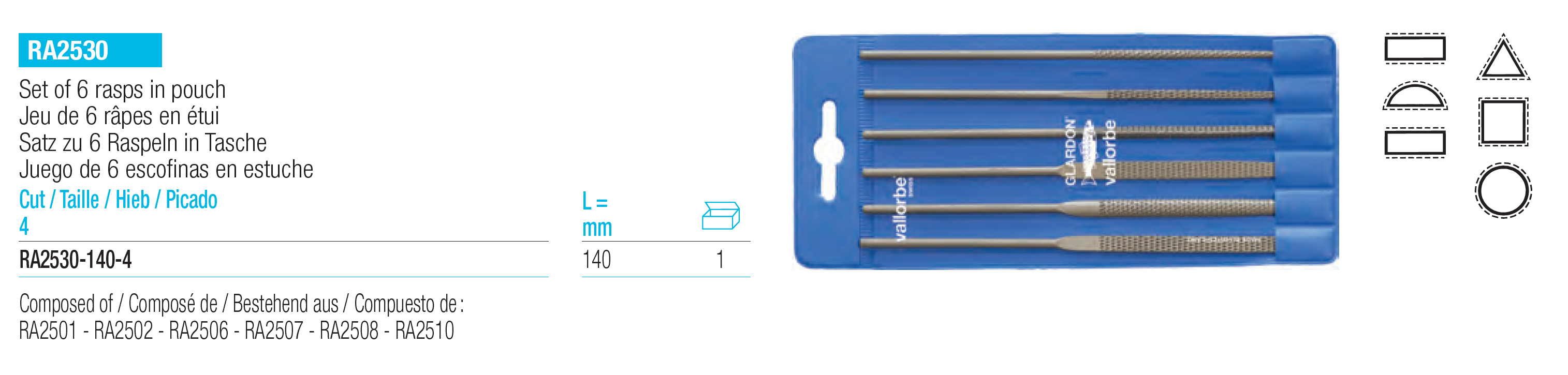 Glardon Vallorbe Wax Needle Files RASPS Set of 6 140 mm Specifications image glardon-vallorbe-wax-needle-files-rasps-set-of-6-140-mm-kyg1709-spec-01.png